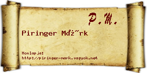 Piringer Márk névjegykártya