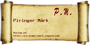 Piringer Márk névjegykártya